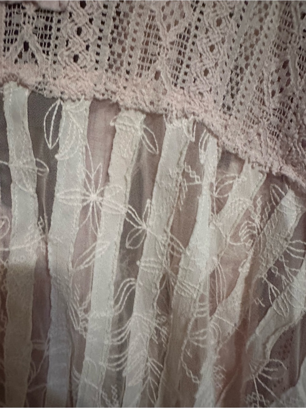 POL Light Pink Boho Lace Patchwork Button-Up Blouse - Picture 3 of 4